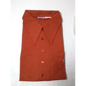 Ely & Walker Men’s Sz L Orange Half Sleeve Button Up Shirt Permanent Press